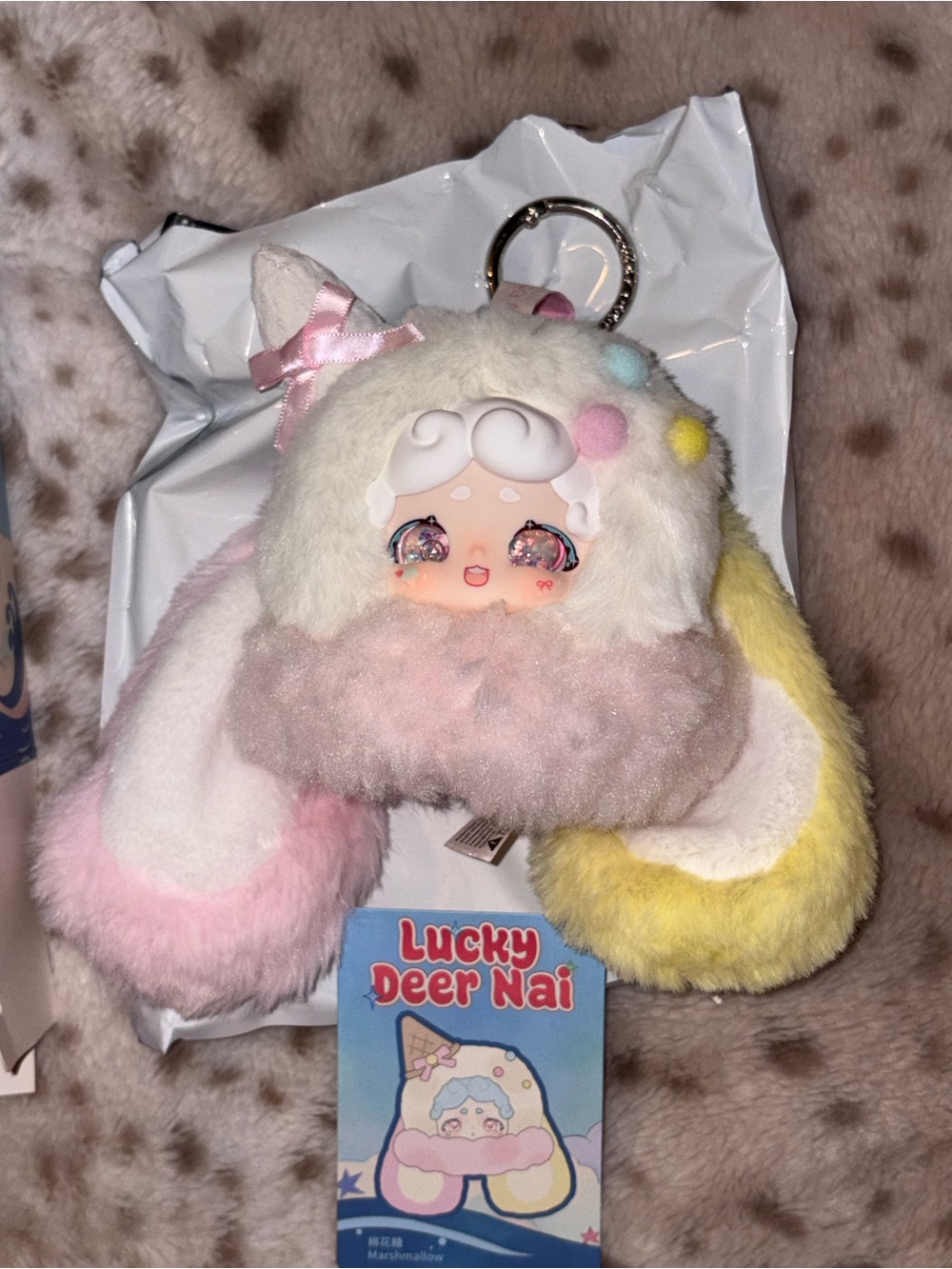 Lucky Deer Nai Plush Keychain - Pastel Pink, Yellow, Ice Cream